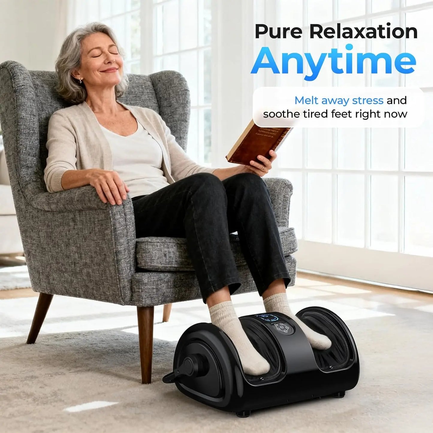 Electric Foot Calf Massager Shiatsu Massage Tools 3 Levels Deep Tissue Washable Cover Hot Compress Vibrator Machine Foot Relax