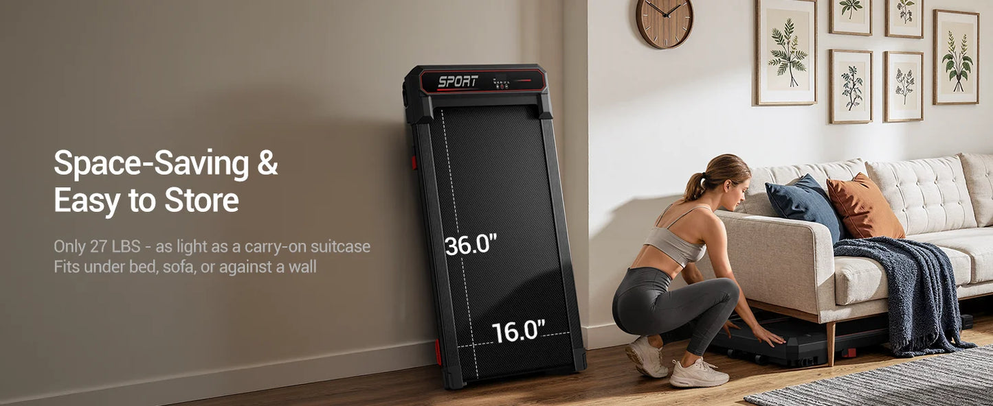 Foldable Walking Pad Treadmill, Under Desk Walking Machine for Home Office, Portable Compact Electric Treadmill with LED Display