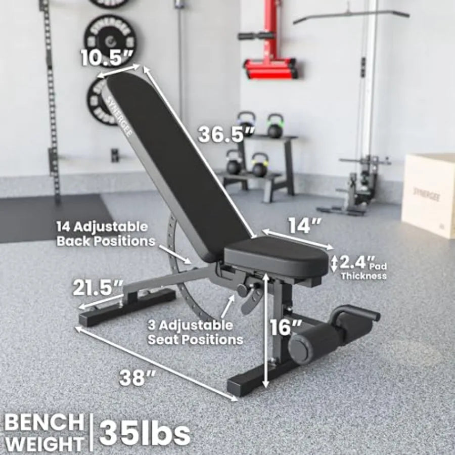 Adjustable Incline Decline Workout Bench for Dumbbell Barbell Press Steel Frame Black Compact Design for Home Commercial Garage