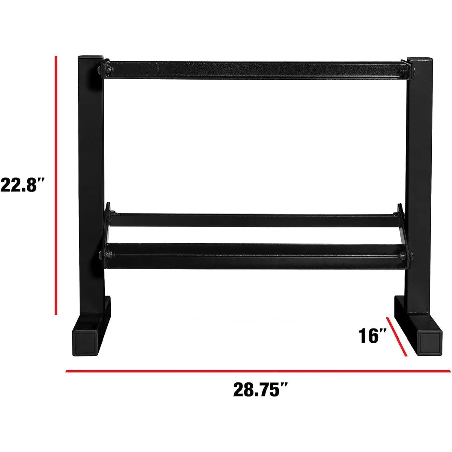 150 lb Dumbbell Set with 2-Tier Rack | 150bs Set - Black Handles