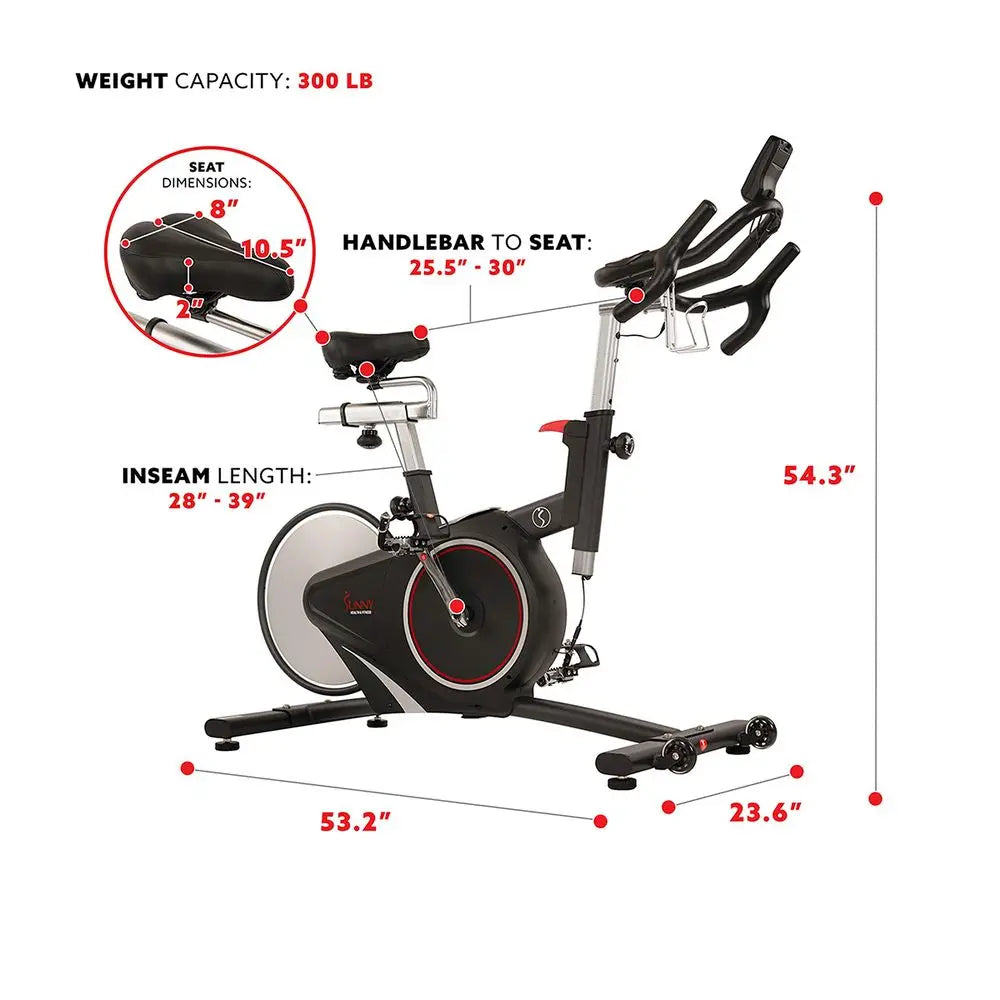 Indoor Intensive Cycling Exercise Bike, Adjustable Cardio Training Exerciser w Emergency Brake for Home, Optional Free SunnyFit