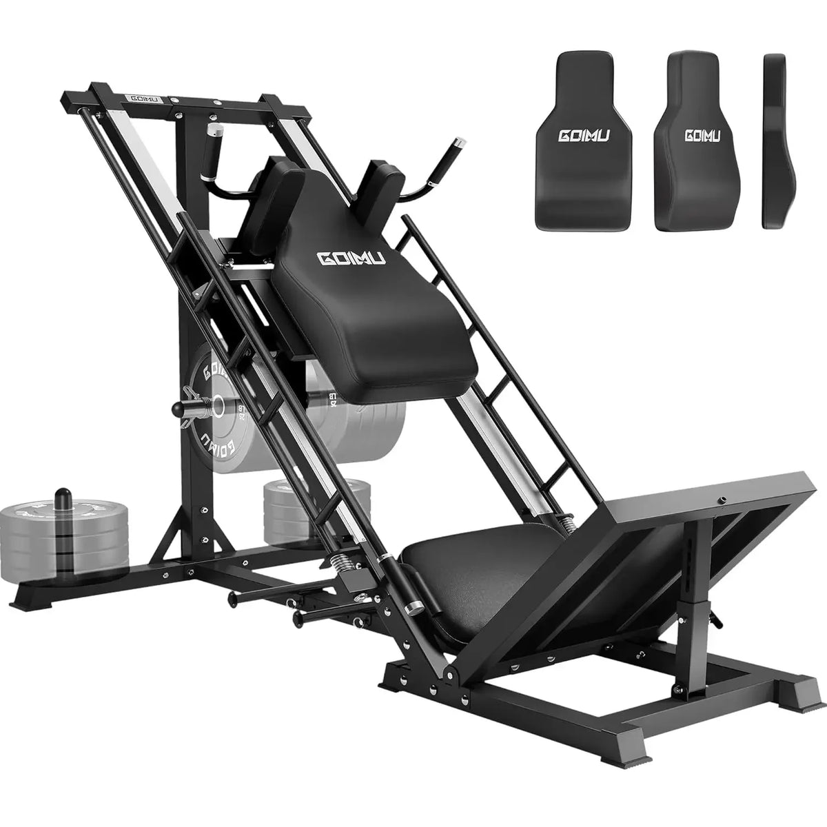 Leg Press Hack Squat Machine with Back Support Cushion, 3 in 1 Adjustable Leg Press Machine with Quad Track Roller, Customized