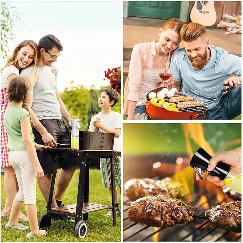 200/300/500ml Oil Spray Bottle BBQ Cooking Olive Oil Sprayer Plastic Baking Oil Spray Empty Bottle Vinegar Bottle Or Oil brush