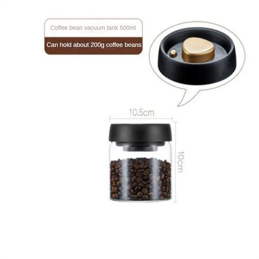 1pc Coffee Beans Vacuum Sealed Tank Household Glass Food Storage Tank For Moisture-proof Air Extraction