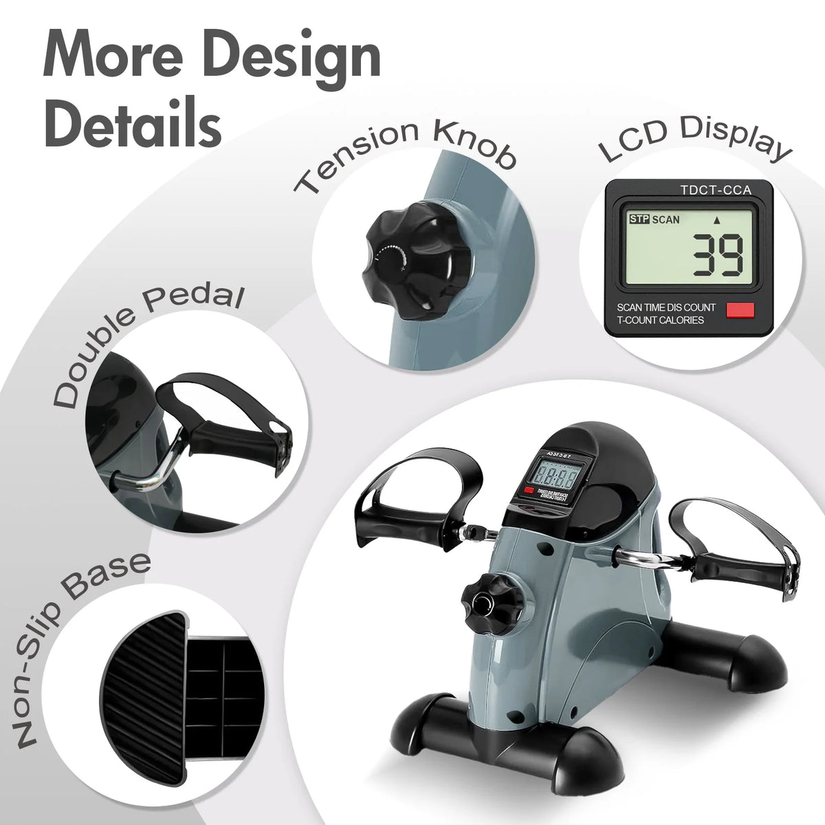 Mini Under Desk Pedal Exerciser Bike Multi-Function Motorized Digital With LCD Screen Display for Leg Arm and Knee for Elderly