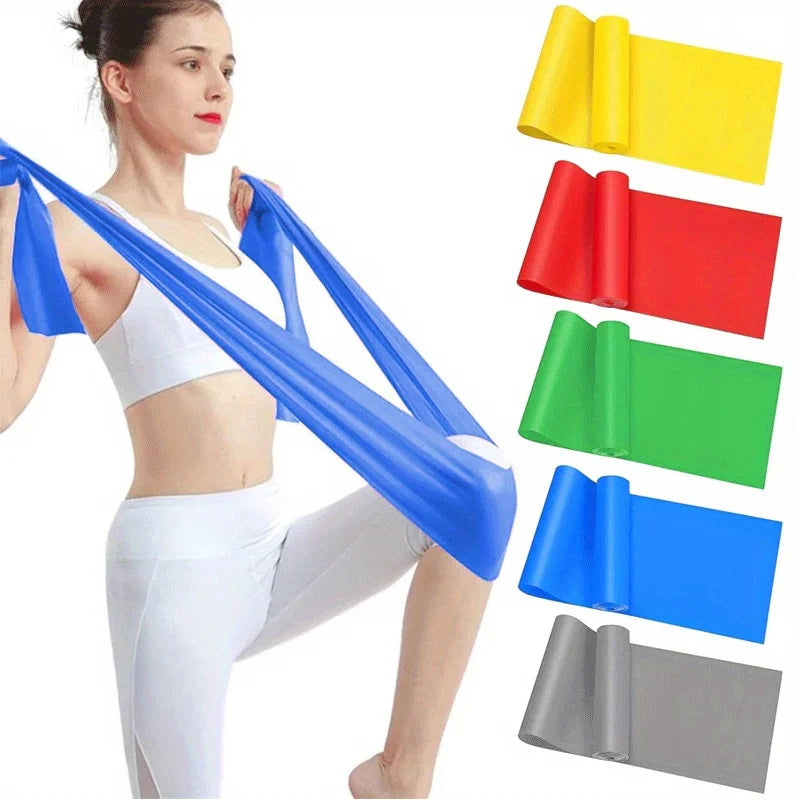 4 Pack Yoga Resistance Bands: TPE Elastic Stretch Bands for Physical Therapy, Fitness, Yoga, Pilates, Rehabilitation, and Stren