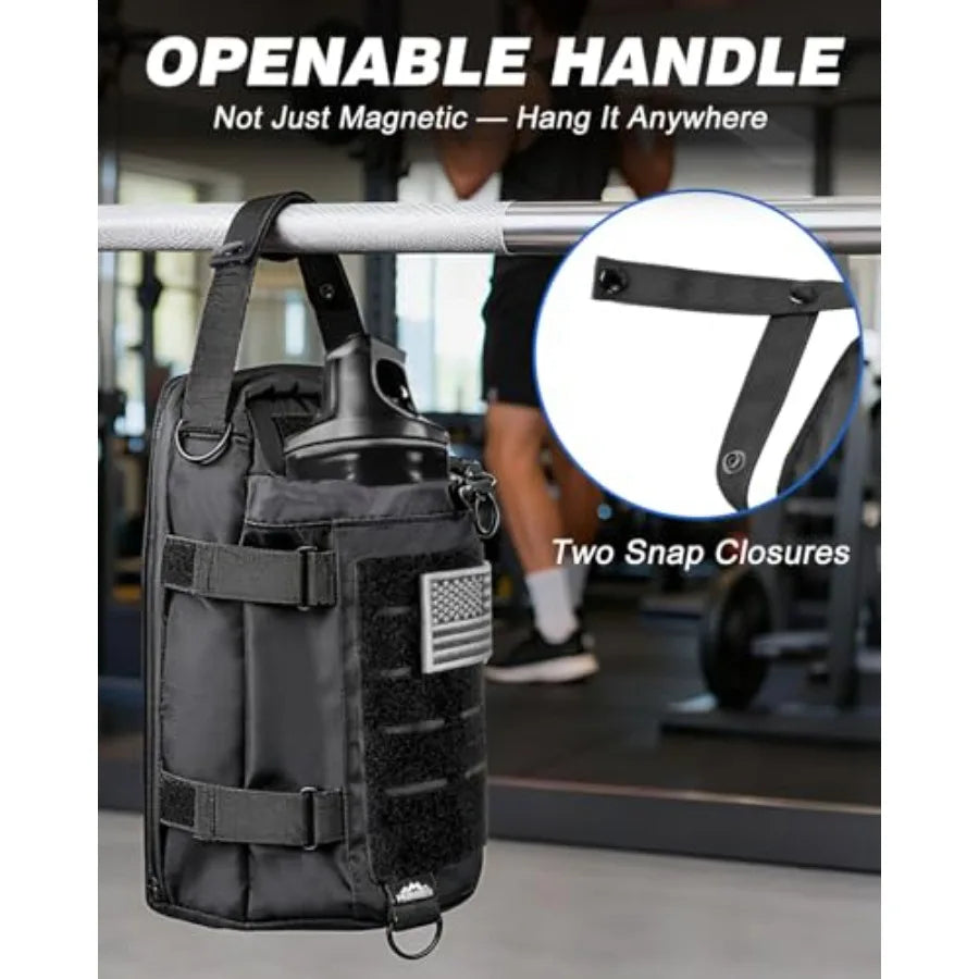 Magnetic Gym Bag for Men - Water Bottle Carrier Holder Bag with Shoulder Strap, 4 Built-in Magnets Gym Gifts for Men