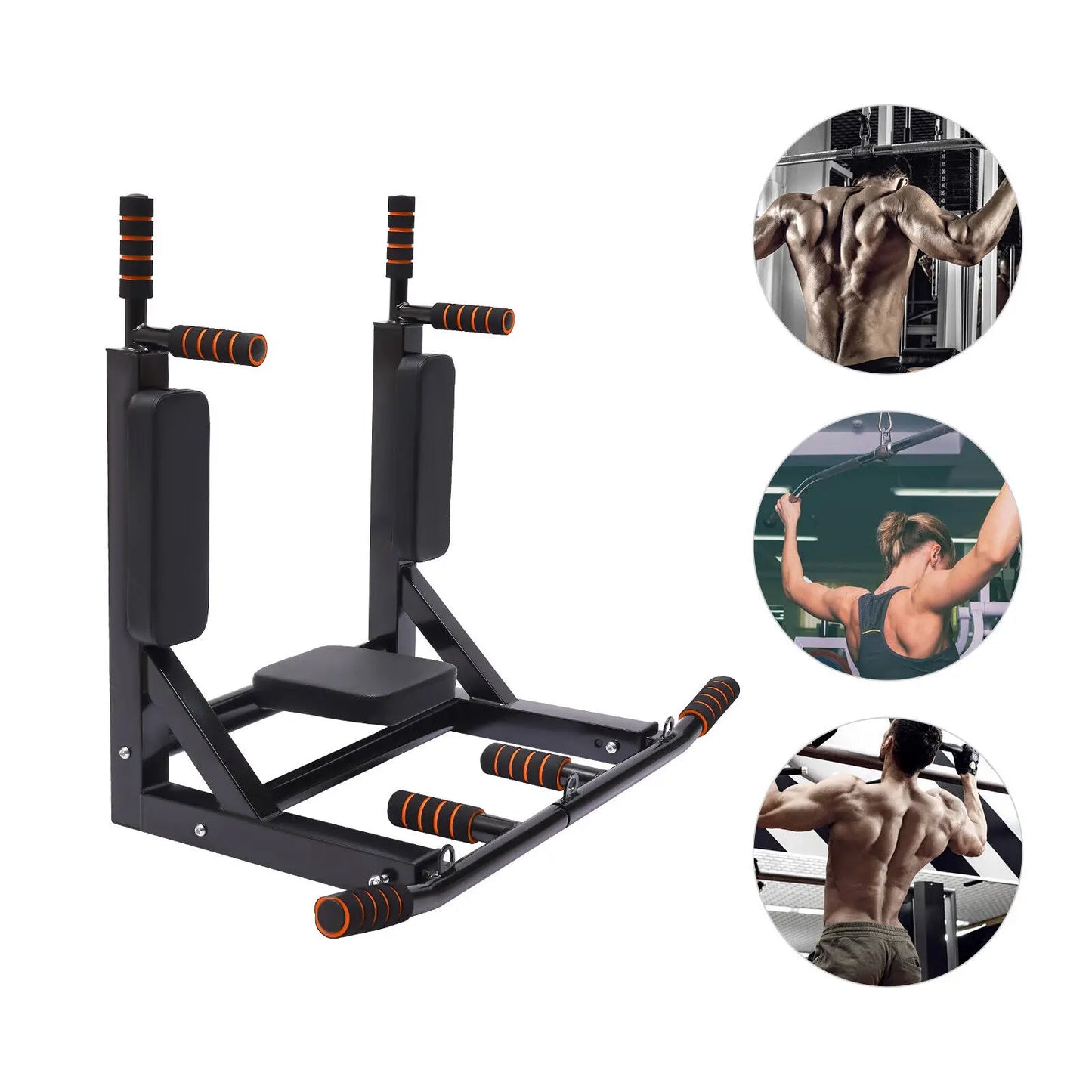 Pull Up Bar, Raise Dip Station Vertical Knee Exercise Equipment, Home Wall-Mount Dip Stand, 200kg Capacity Multi-functional