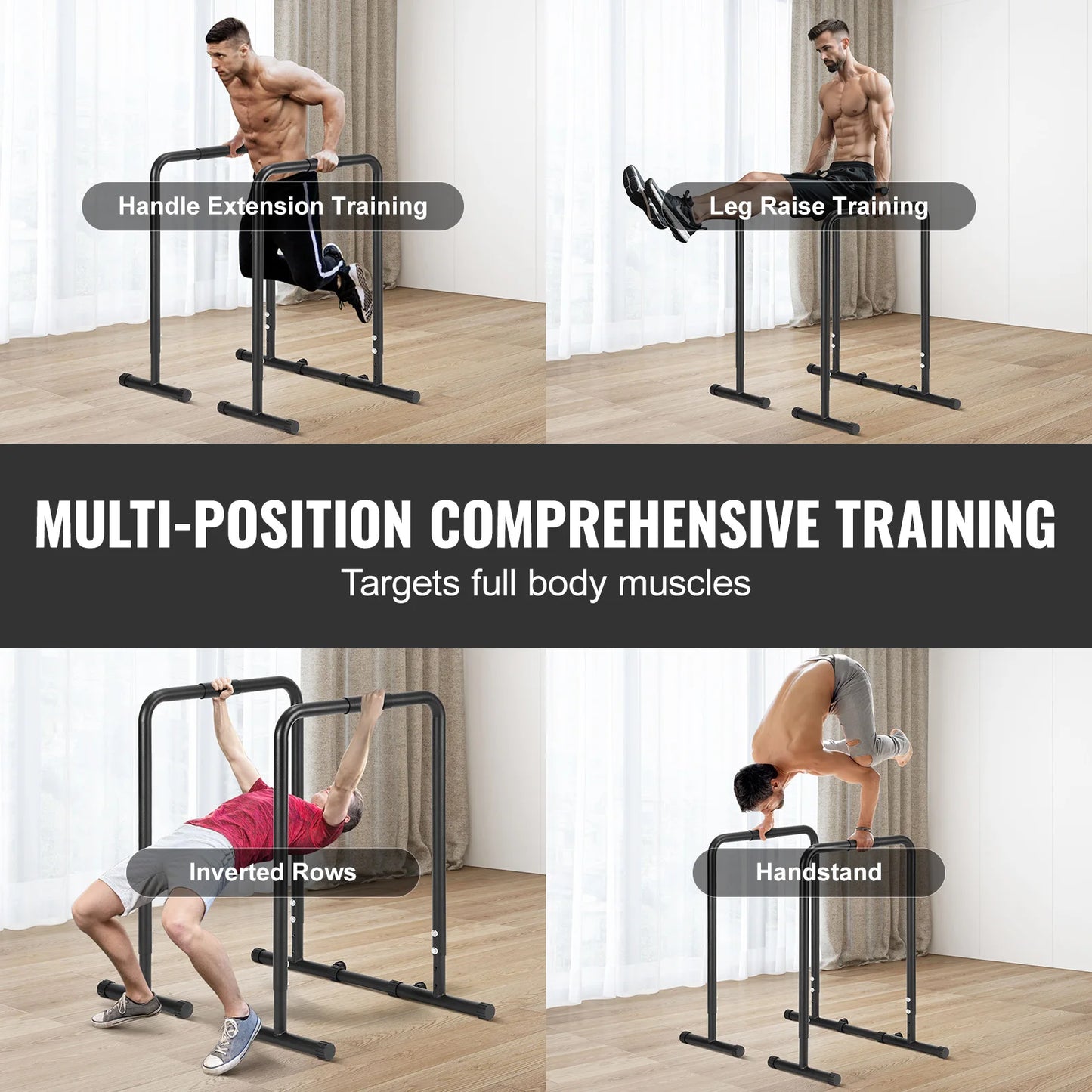 SucceBuy Dip Bar 440/500lbs Capacity Heave Duty Dip Stand Station with Adjustable Height Fitness Workout Bar Station Stabilizer