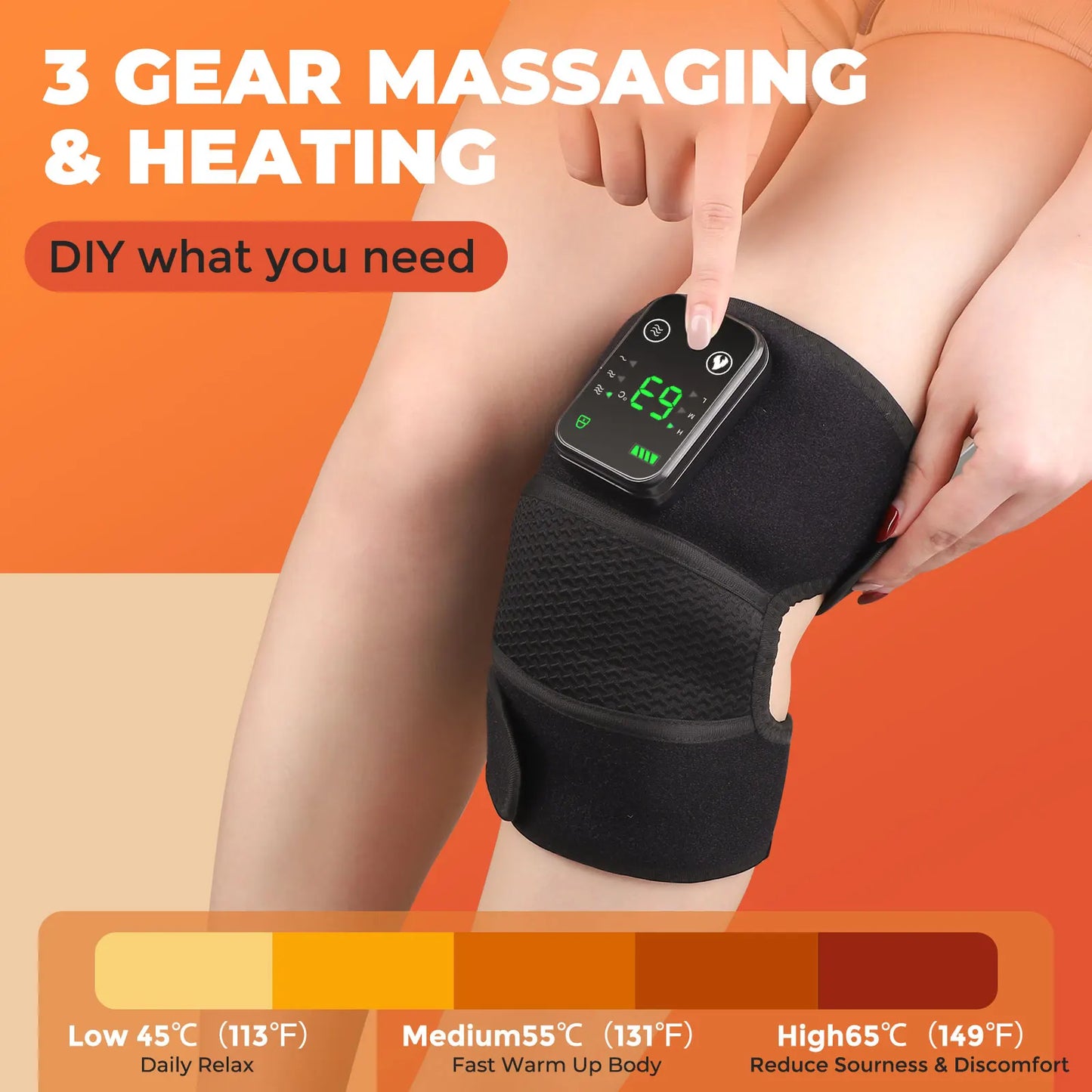 3in1 Electric Heated Vibration Knee Massage Pad Massager Shoulder Elbow Knee Hot Compress Thermal Joint Brace Muscle Relaxation