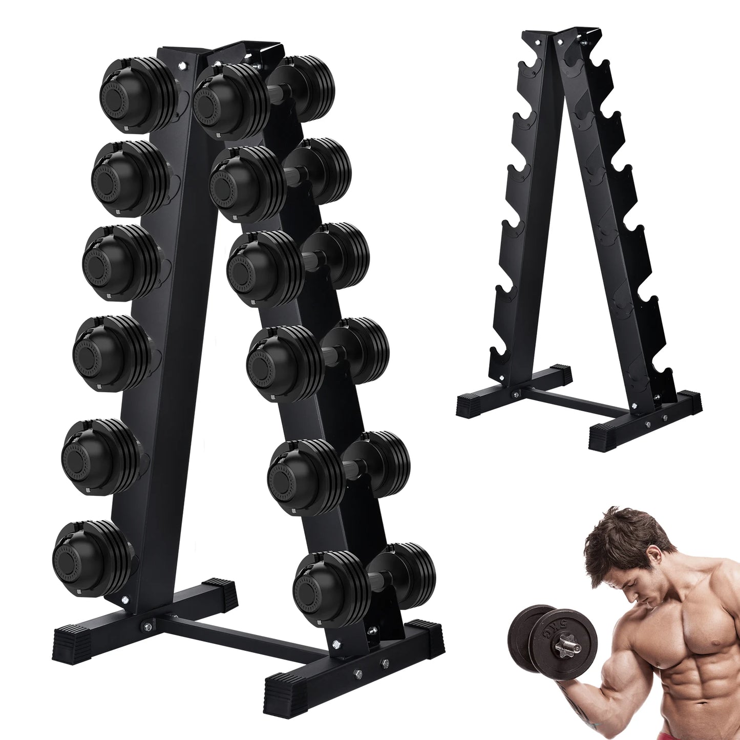 Dumbbell Rack Stand Heavy Duty， Space Saving Tree Shape Weight Storage Organizer for 6 Pairs Hex Dumbbells, 6 Tier Dumbbell Weight Rack for Dumbbell Set, Home Gym Workout Commercial Gym Strength Training