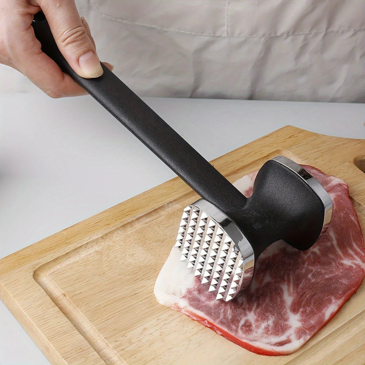 Heavy Duty Kitchen Meat Tenderizer Hammer with Rubber Grip, Stainless Steel Head for Effortless Pounding and Tenderizing