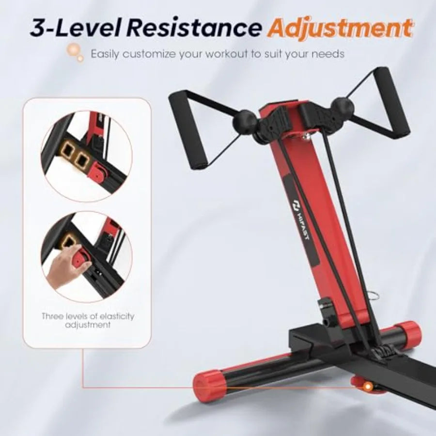 Rowing Machine, 4 in 1 Rowing and Ab Machine with 2 Levels of Workout Resistance, Quiet & Foldable Rower Machine with 3 Adjusta