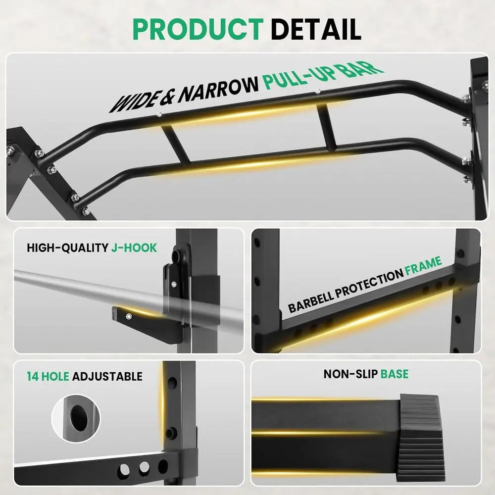 1600-Pound Power Cage with Pull-Up Bar, Adjustable Squat Rack, and Home Gym Features