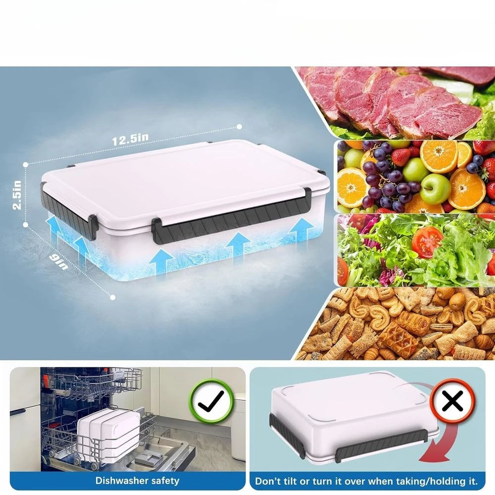 Portable Snackle Box Container with Ice Pack, Divided Serving Tray with Insulated Bag or 8+ Hrs Cooling
