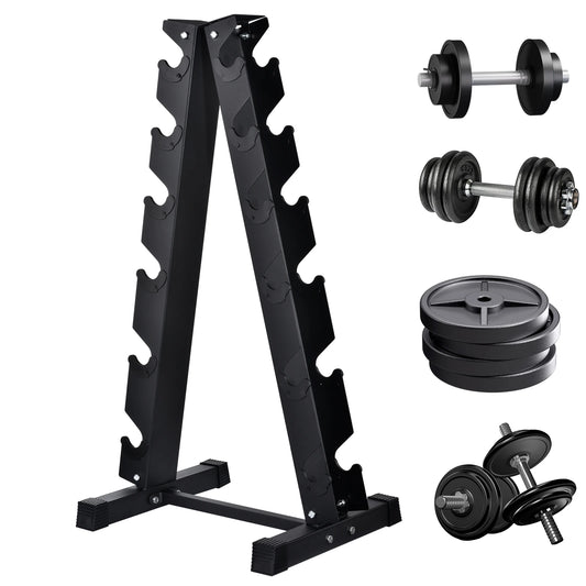 Six-Pair Dumbbell Rack Stand, Heavy Duty Dumbbell Stand, Space Saver Tree Shape Weight Stand Storage Organizer, for Gym Workout, Home Strength Training(Black)500lbs