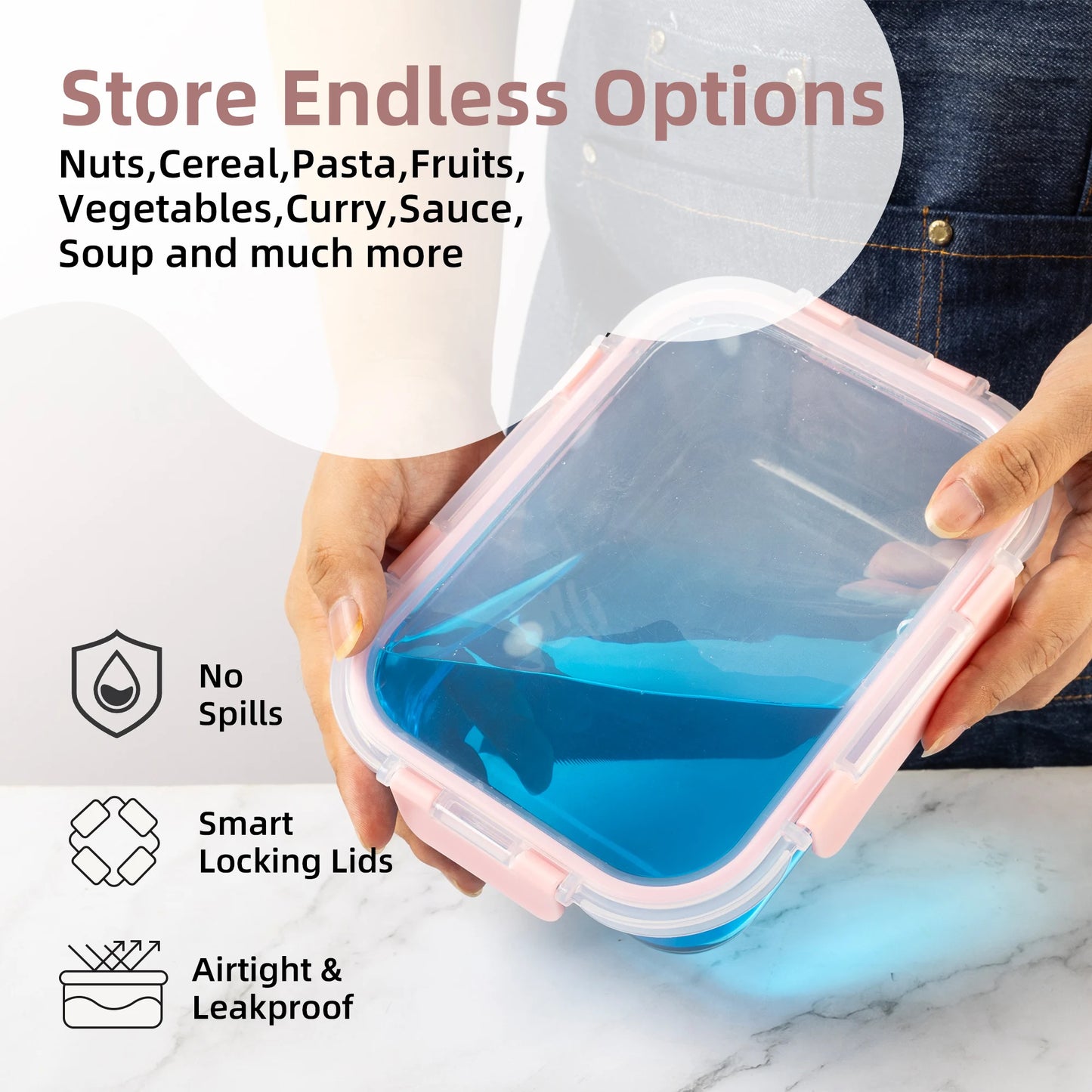 16-Piece Glass Food Storage Containers Set, Leakproof Airtight BPA-Free, Microwave & Oven Safe, Stackable Kitchen Organizers