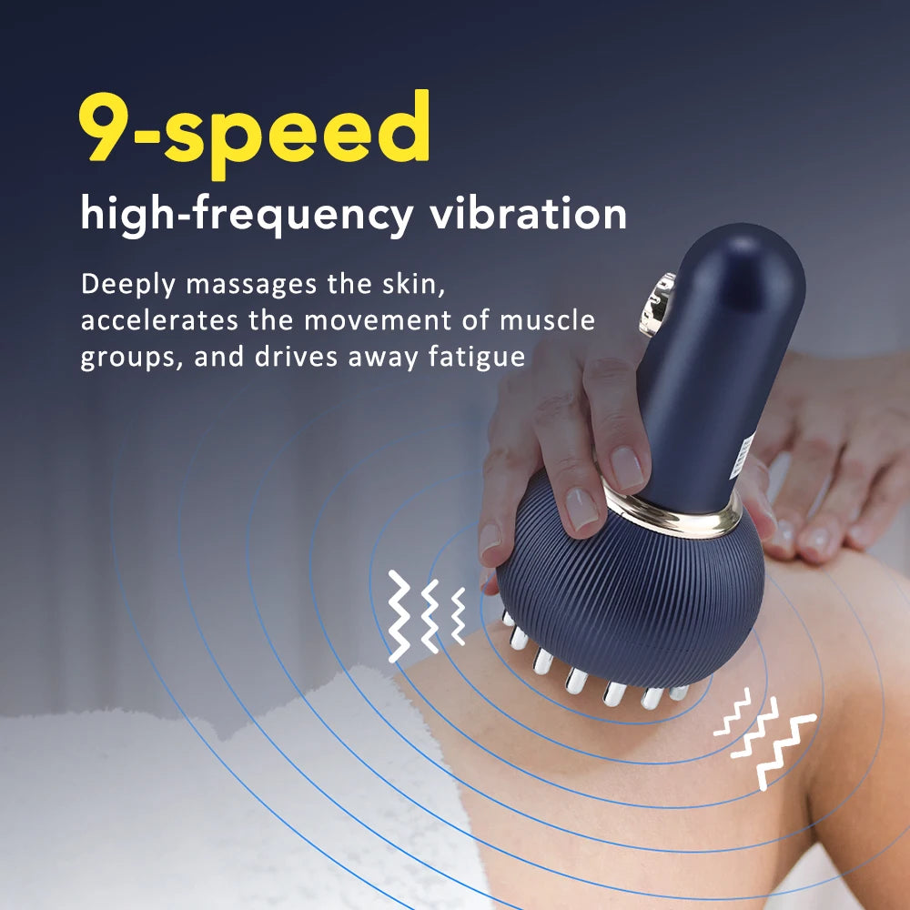 US Electric Meridian Brush Gua Sha Body Massager EMS Microcurrent Hot Compress Vibration Scraping Instrument Full Body Massage