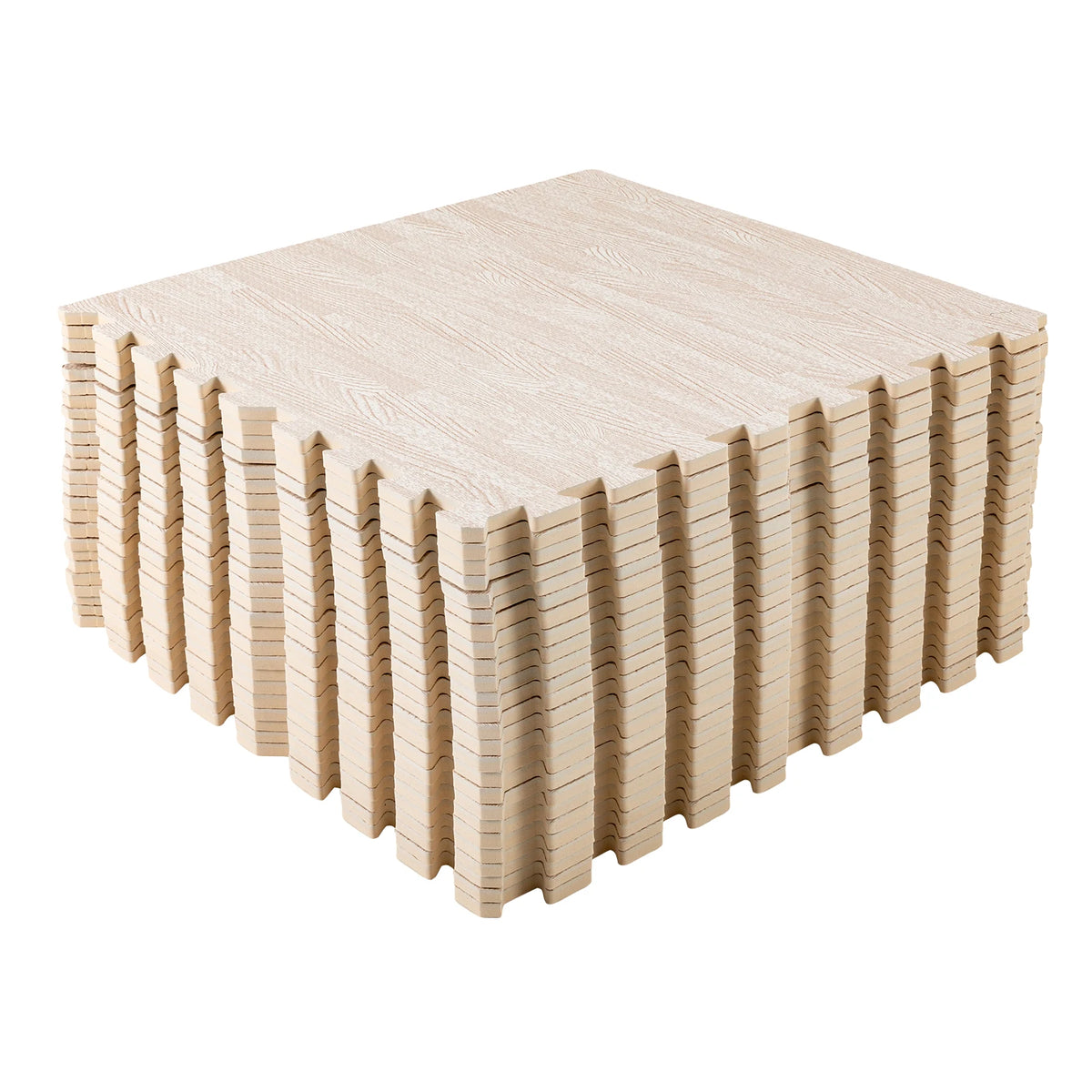 24"x24" Patchwork Foam Mat, 25PCS Thick Printed Foam Tiles, White Wood Grain Style Protective Flooring, Foam Floor Tiles Exercise Mat
