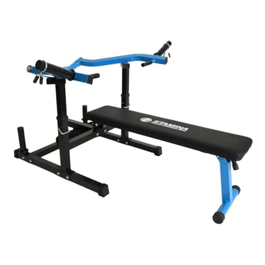 Home Gym Strength Training Machine for Chest Press and Leg Extension Curl Adjustable Steel Frame with Black Finish