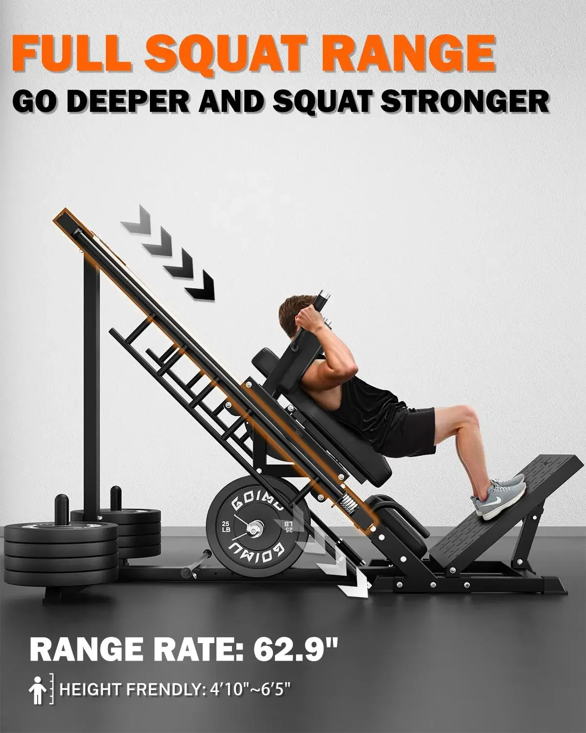 Leg Press Hack Squat Machine with Back Support Cushion, 3 in 1 Adjustable Leg Press Machine with Quad Track Roller, Customized