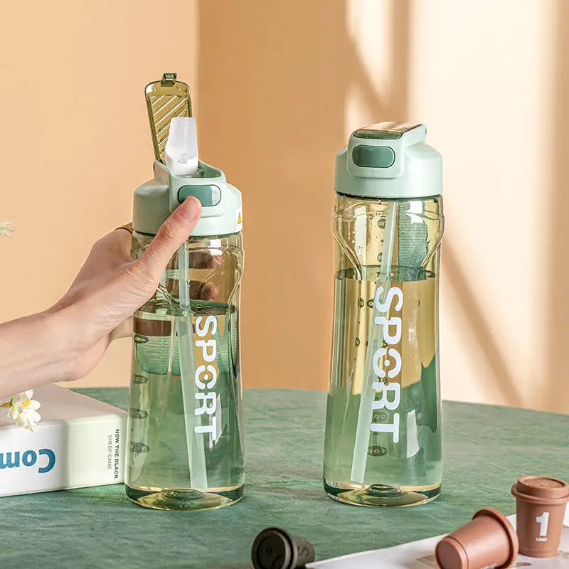 800ML Transparent Plastic Straw Water Bottle Large Capacity Portable Sport Cup