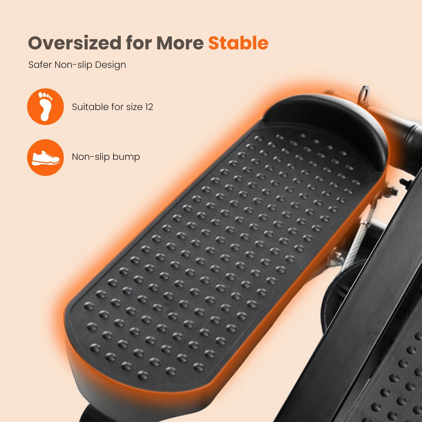 Mini Stepper with Resistance Bands 300 LBS Weight Capacity Hydraulic Home Stepper Machine Compact Cardio Equipment with LCD Monitor No Assembly Required