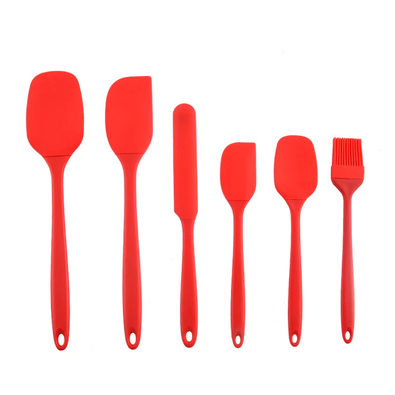 Silicone Kitchenware 6-Piece Set, Cream Scraper, Spatula, Oil Brush, Size Scraper Set Baking Tool, Non-Integrated Hand