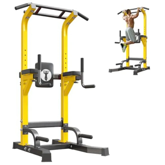 SogesPower Multi-Function Power Tower Pull Up Bar Station 10-Level Adjustable Height Home Gym Workout Equipment Steel Black Str