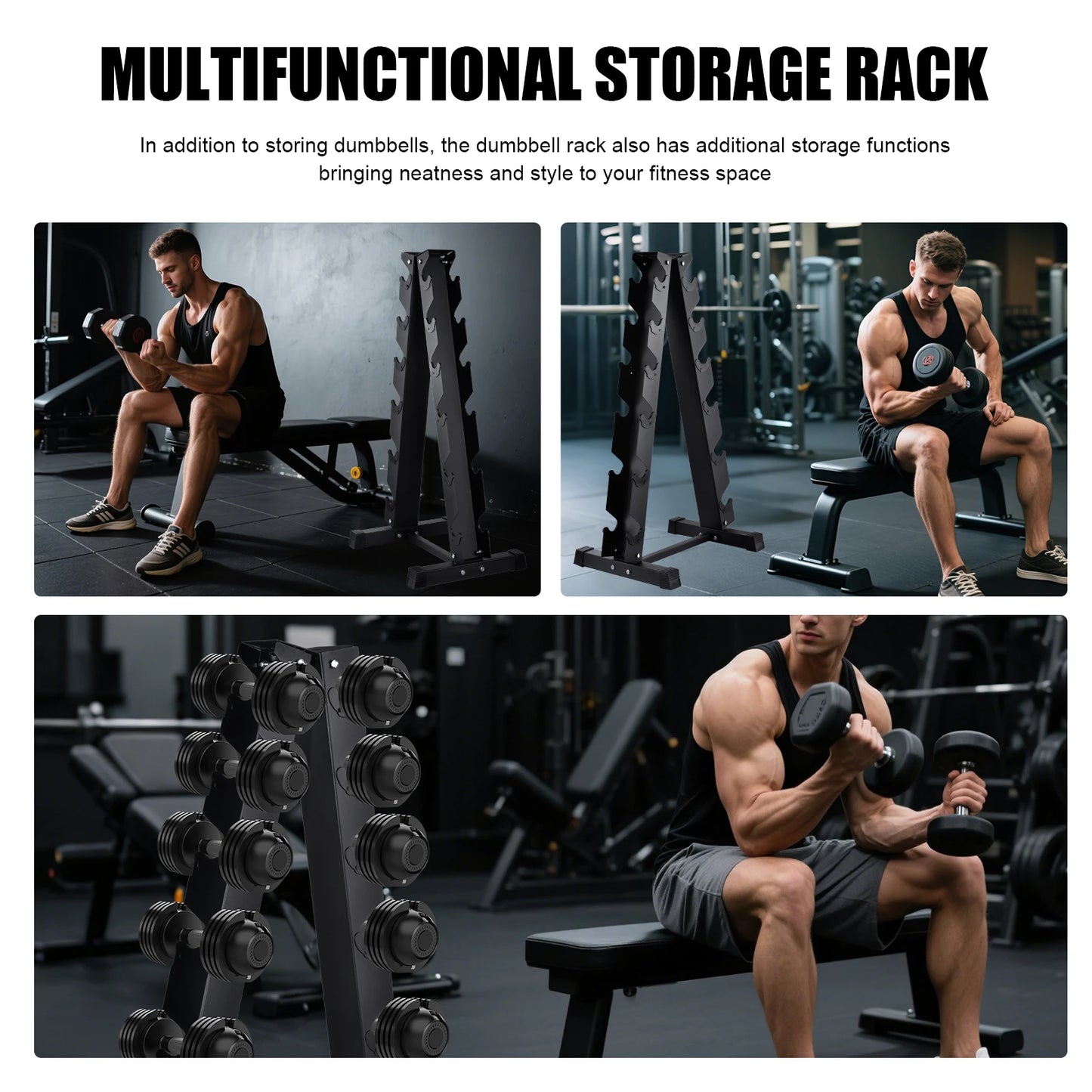 Dumbbell Rack Stand Heavy Duty， Space Saving Tree Shape Weight Storage Organizer for 6 Pairs Hex Dumbbells, 6 Tier Dumbbell Weight Rack for Dumbbell Set, Home Gym Workout Commercial Gym Strength Training