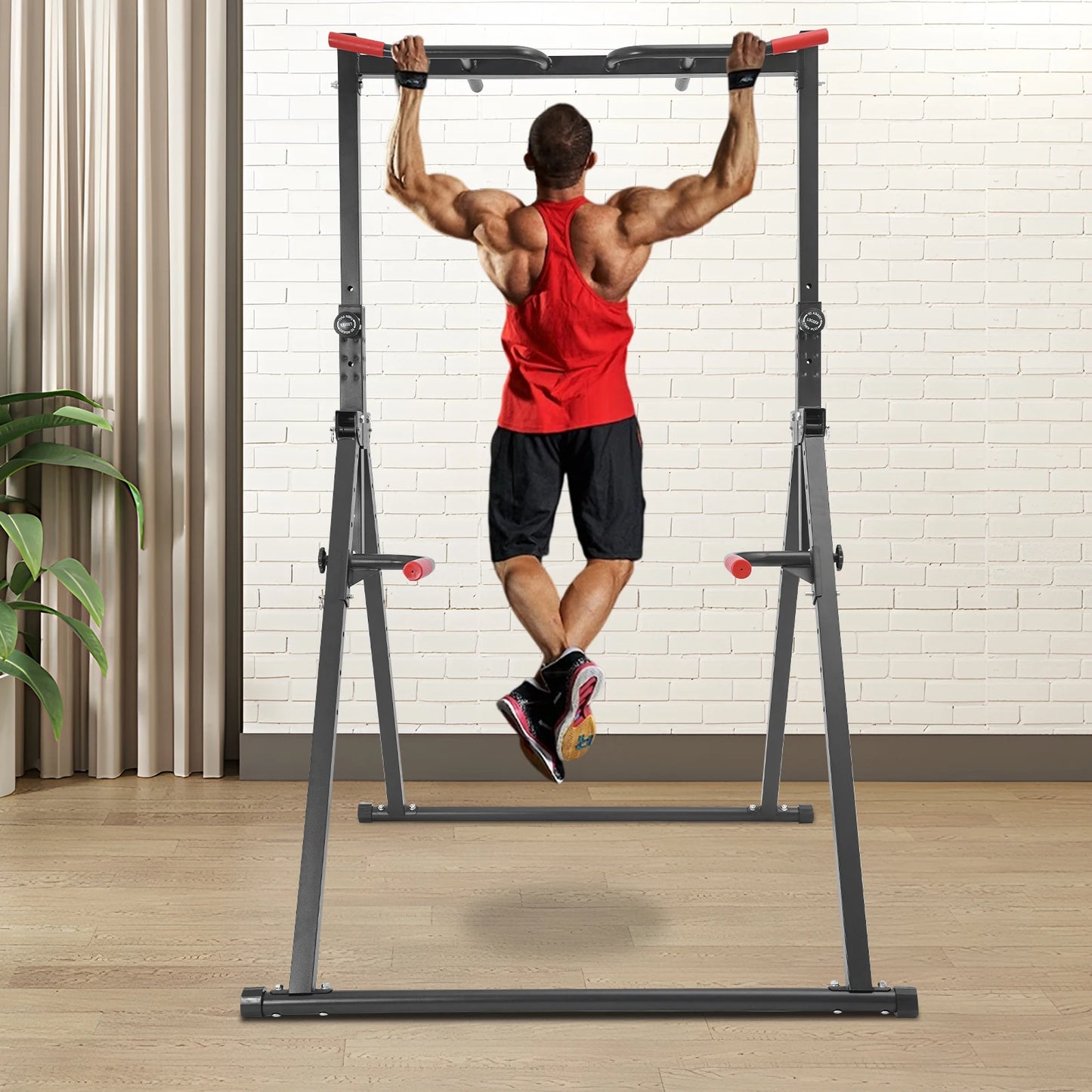 Pull Up Bar, 440LBS Weight Capacity, Power Tower Workout Dip Station Height Adjustable Free Standing for Strength Training