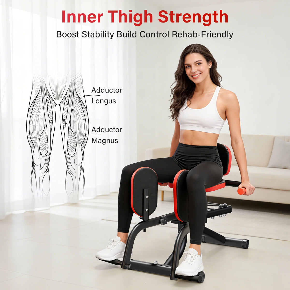 Home Hip Thigh Exercise Equipment Trainer Leg Abduction Machine Foldable Dual-Motion Inner & Outer Thigh Sculptor Unisex Gym Equipment for Home Workout