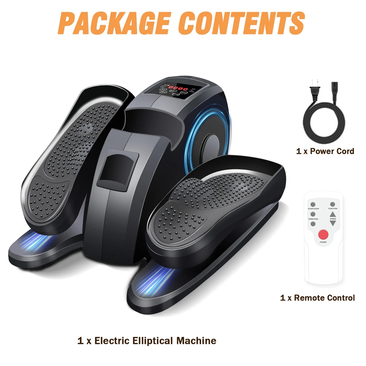 Mini Portable Under-Desk Elliptical Machine with Pre-Installed Seated Pedal Leg Exerciser Remote Control for Seniors Adults