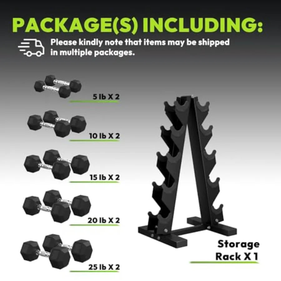 Hex Dumbbell Set with A-Frame Rack, 150