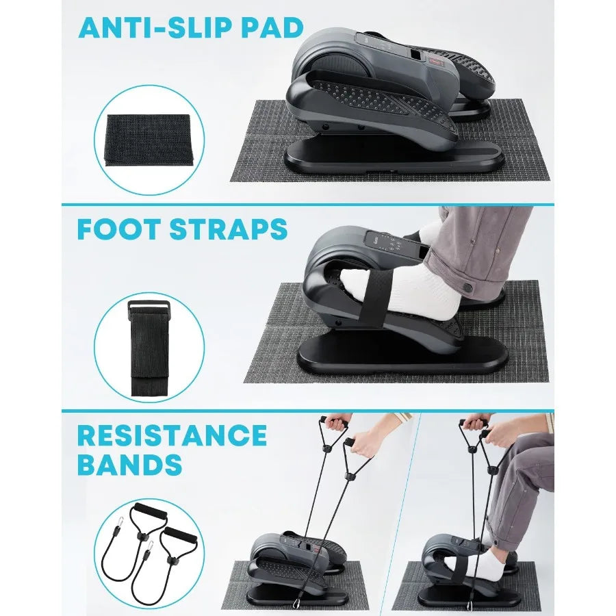 Under Desk Elliptical Exercise Machine for Seniors Electric Ellipse Leg Exerciser with Remote 16 Adjustable Speeds Manual and 1