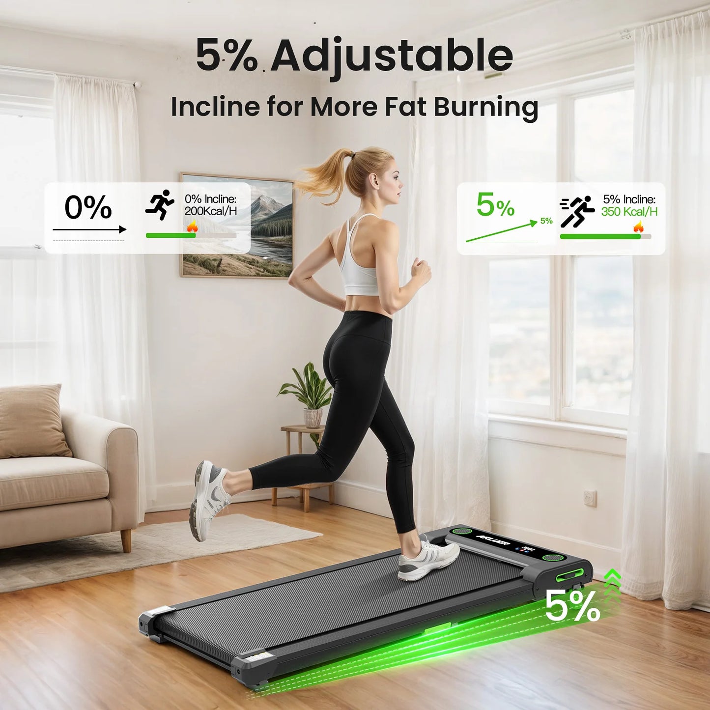 AKLUER Under Desk Treadmill for Home, 2.5HP Portable Treadmills with Remote Control, 4 in 1 Incline Treadmill with LED Display