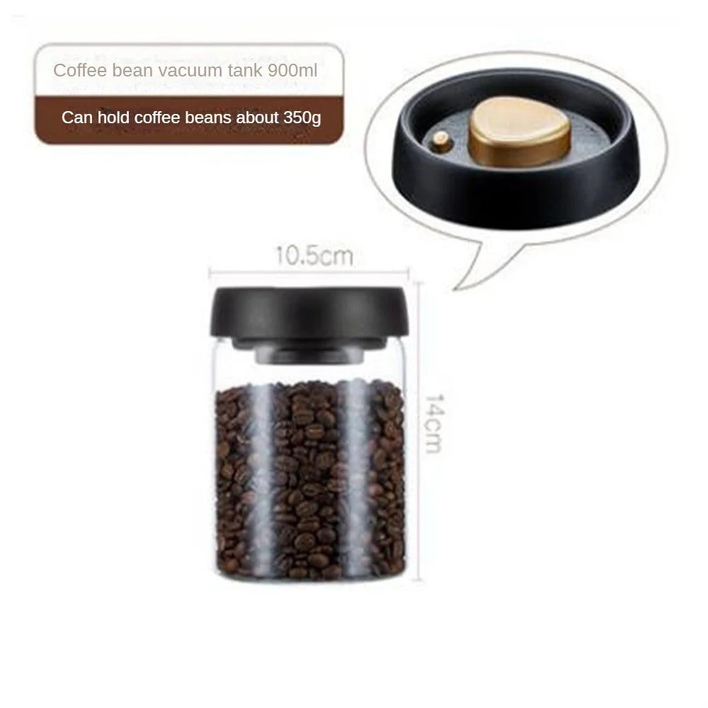 1pc Coffee Beans Vacuum Sealed Tank Household Glass Food Storage Tank For Moisture-proof Air Extraction