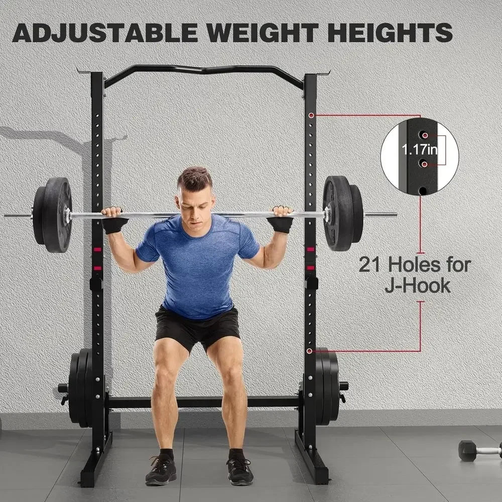 Adjustable Squat Rack and Weight Bench for Strength Training