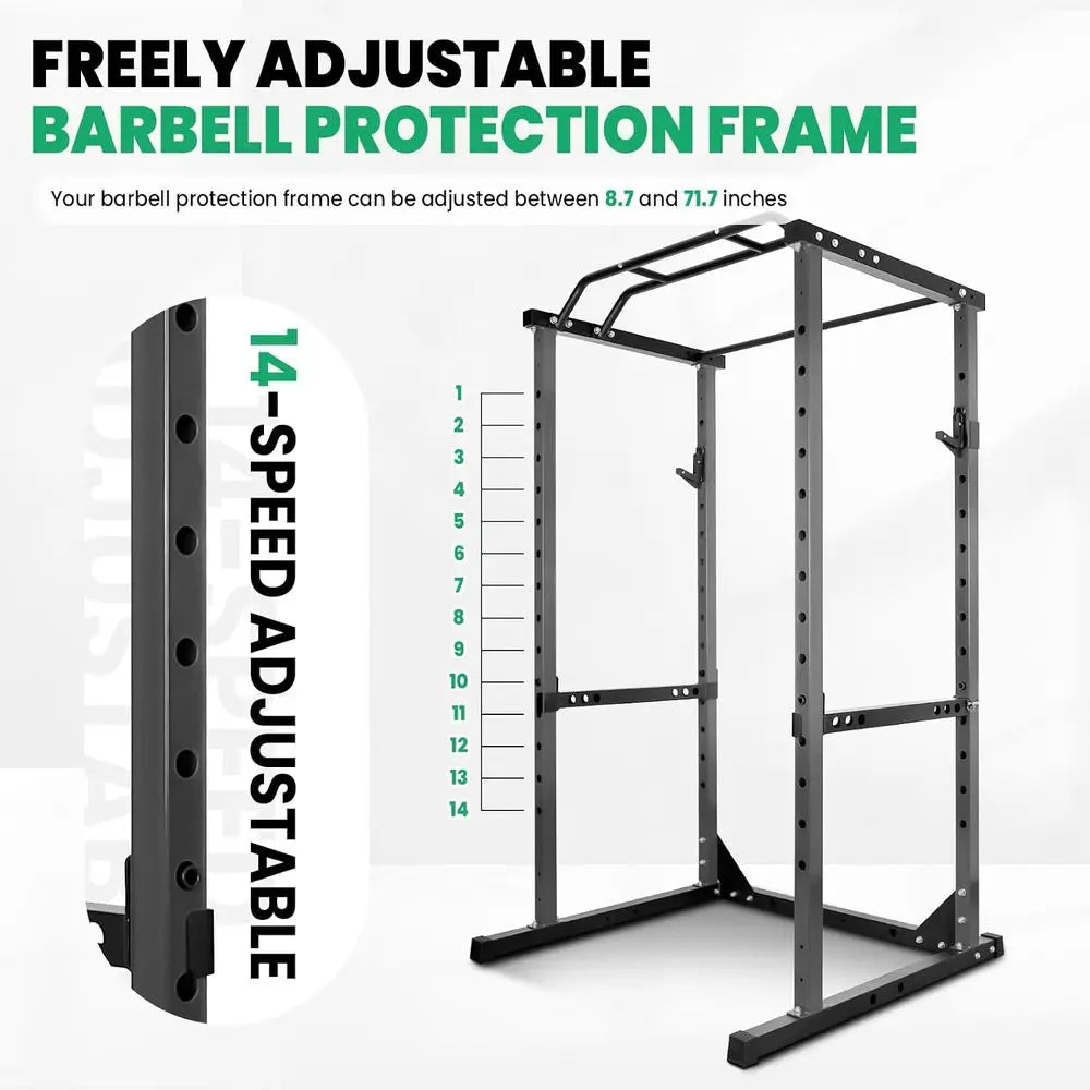 1600-Pound Power Cage with Pull-Up Bar, Adjustable Squat Rack, and Home Gym Features