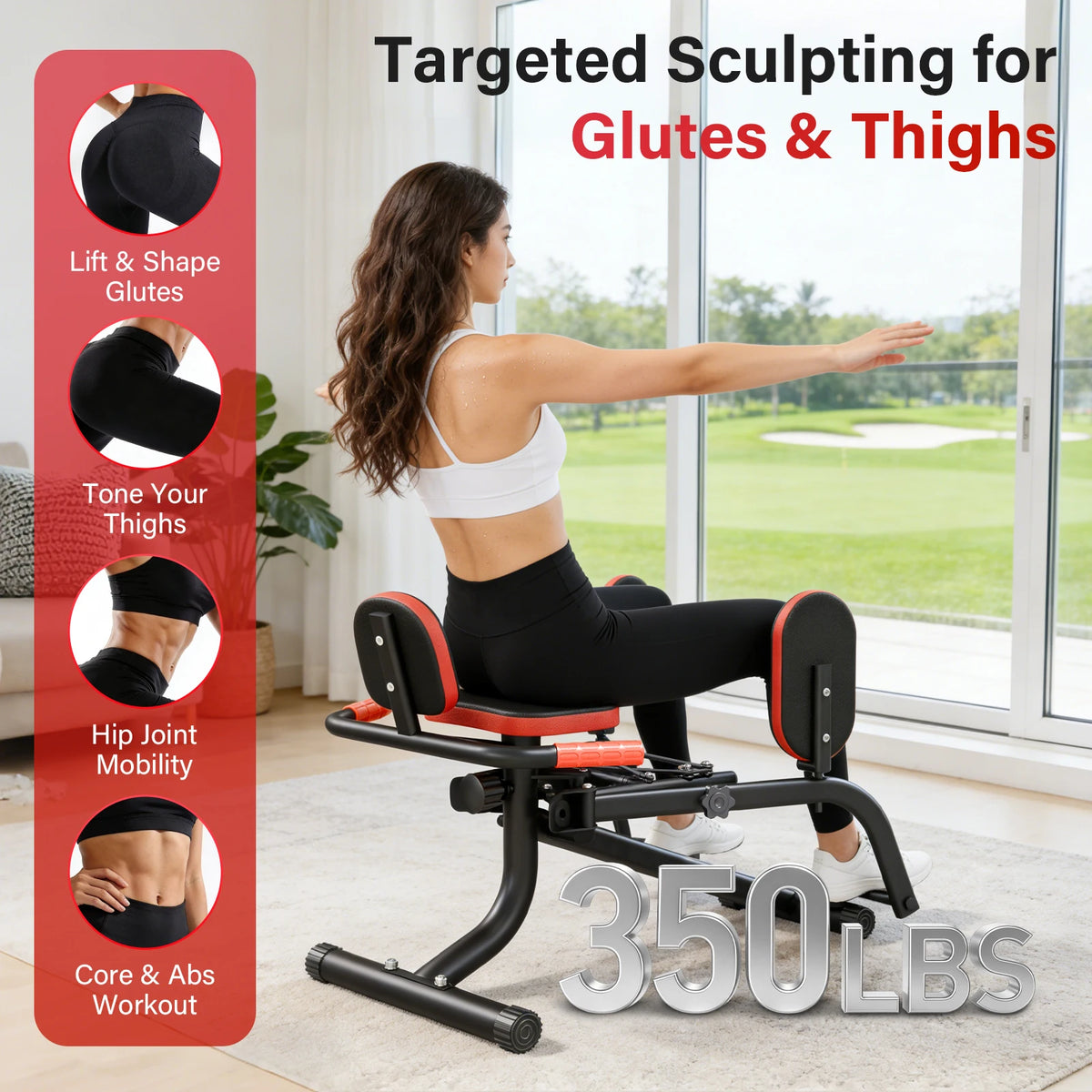 Home Hip Thigh Exercise Equipment Trainer Leg Abduction Machine Foldable Dual-Motion Inner & Outer Thigh Sculptor Unisex Gym Equipment for Home Workout
