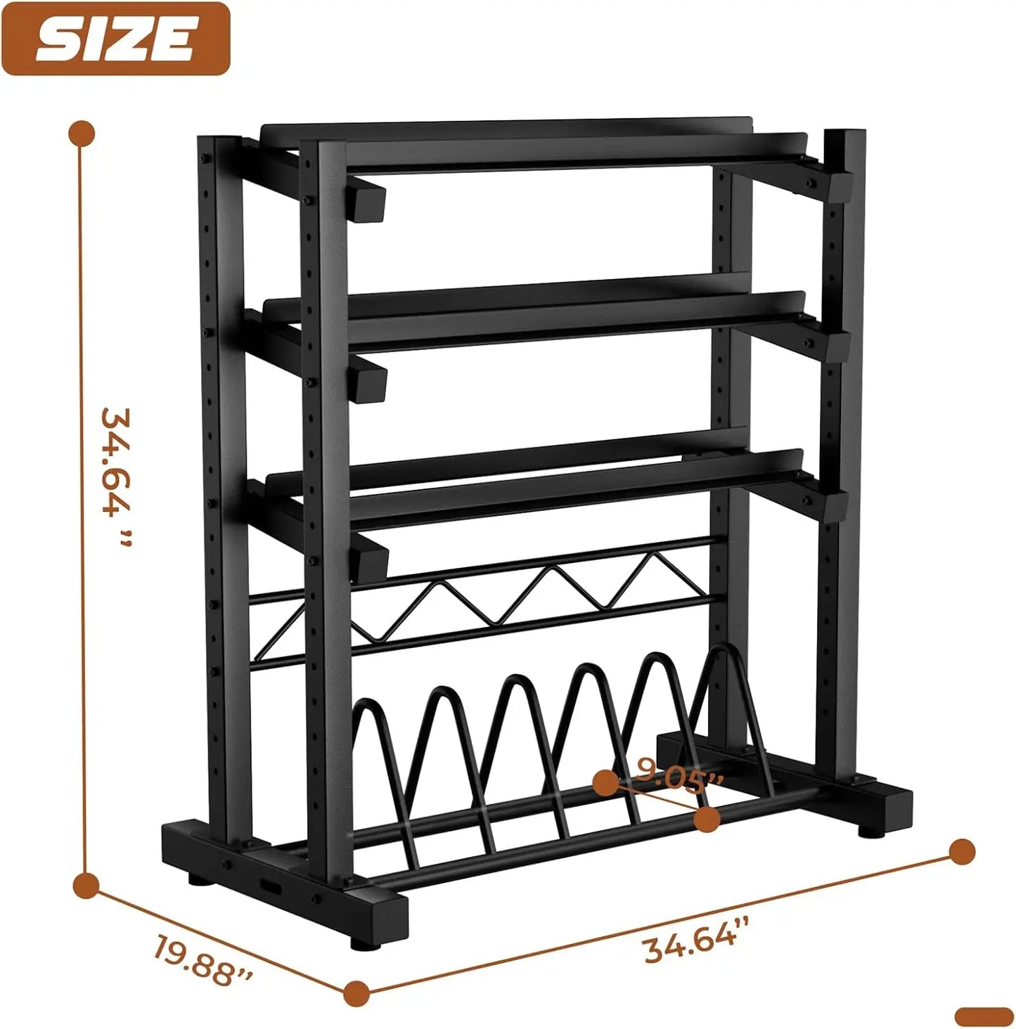 Upgraded Four Tier Dumbbell Rack, 1100LBS Weight Rack for Home Gym, Barbell Holder Bumper Plate Storage Rack with Adjustable Height and Width Design, Heavy Duty Weight Storage Organizer