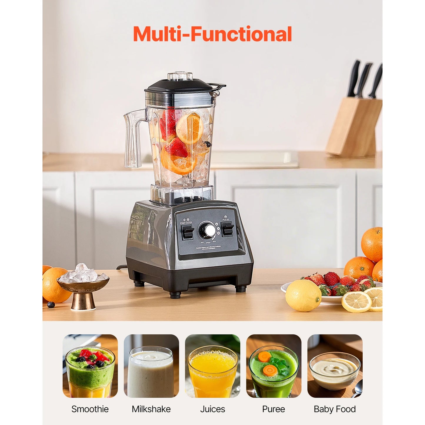 SucceBuy Blender for Smoothies 61oz1400W with Motor Multi-Functional Food Processing Blender for Smoothie Juice Fits for Kitchen