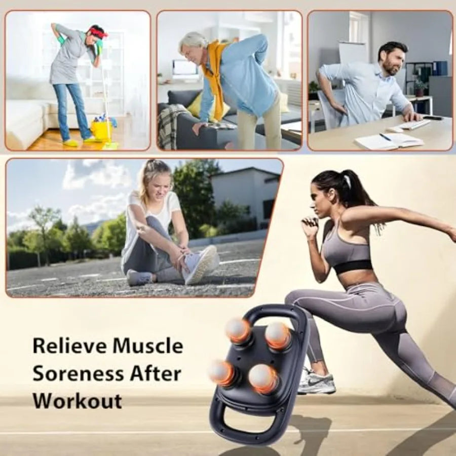 4 Head Massage GunUpdate 25W Powerful Motor for Deep Tissue Percussion Massager with 99 Intensity Levels for Neck Back Shoulder
