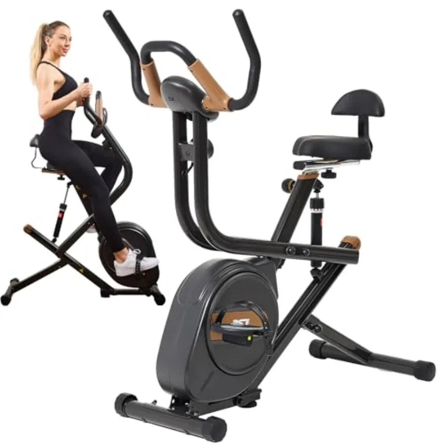 3 in 1 Folding Exercise Bike for Home Gym Magnetic Upright Stationary Bike with 8-Level Resistance 300LB Ccity Black Frame with