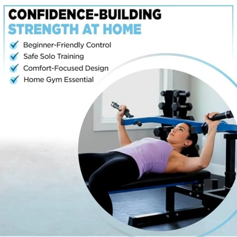 Home Gym Strength Training Machine for Chest Press and Leg Extension Curl Adjustable Steel Frame with Black Finish
