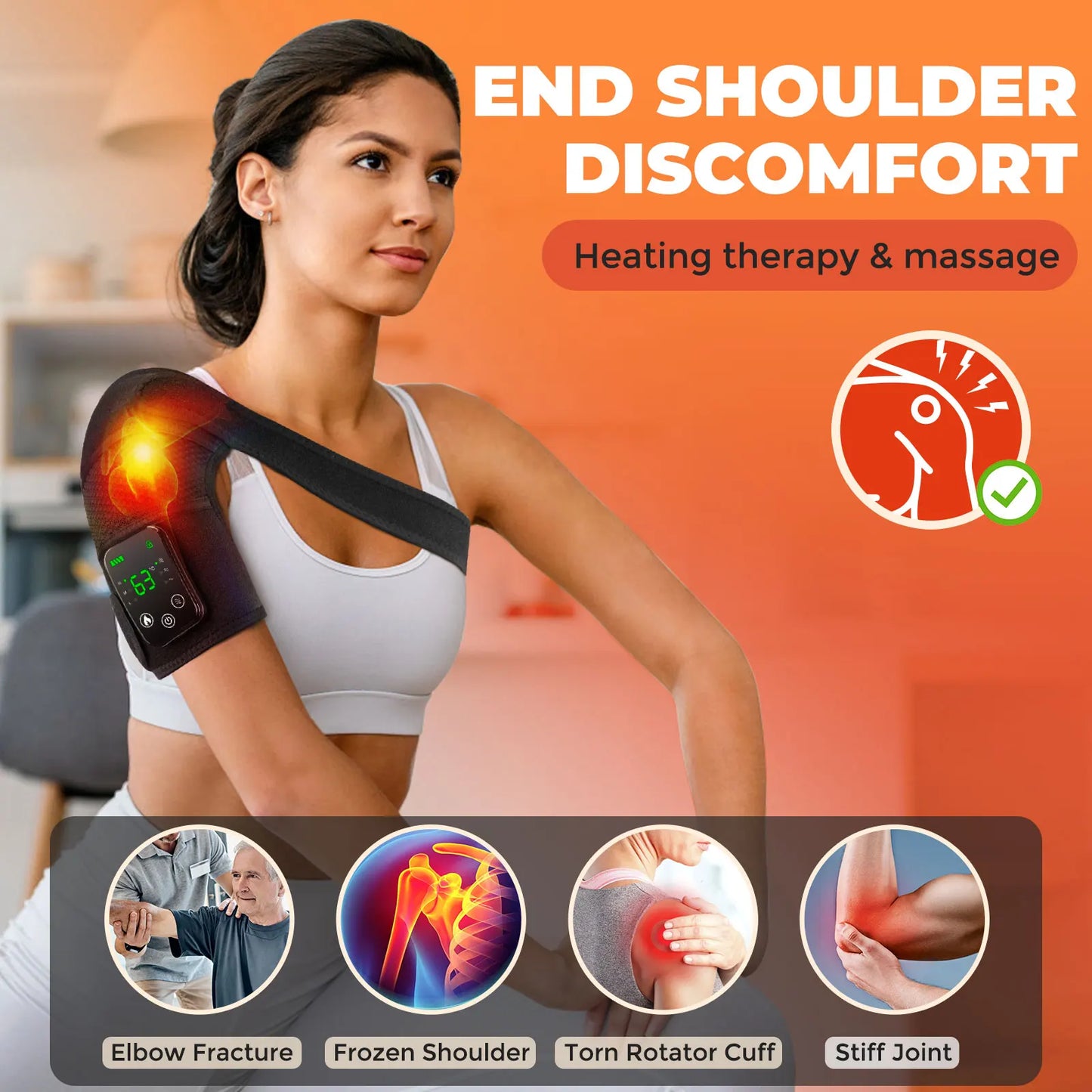 3in1 Electric Heated Vibration Knee Massage Pad Massager Shoulder Elbow Knee Hot Compress Thermal Joint Brace Muscle Relaxation