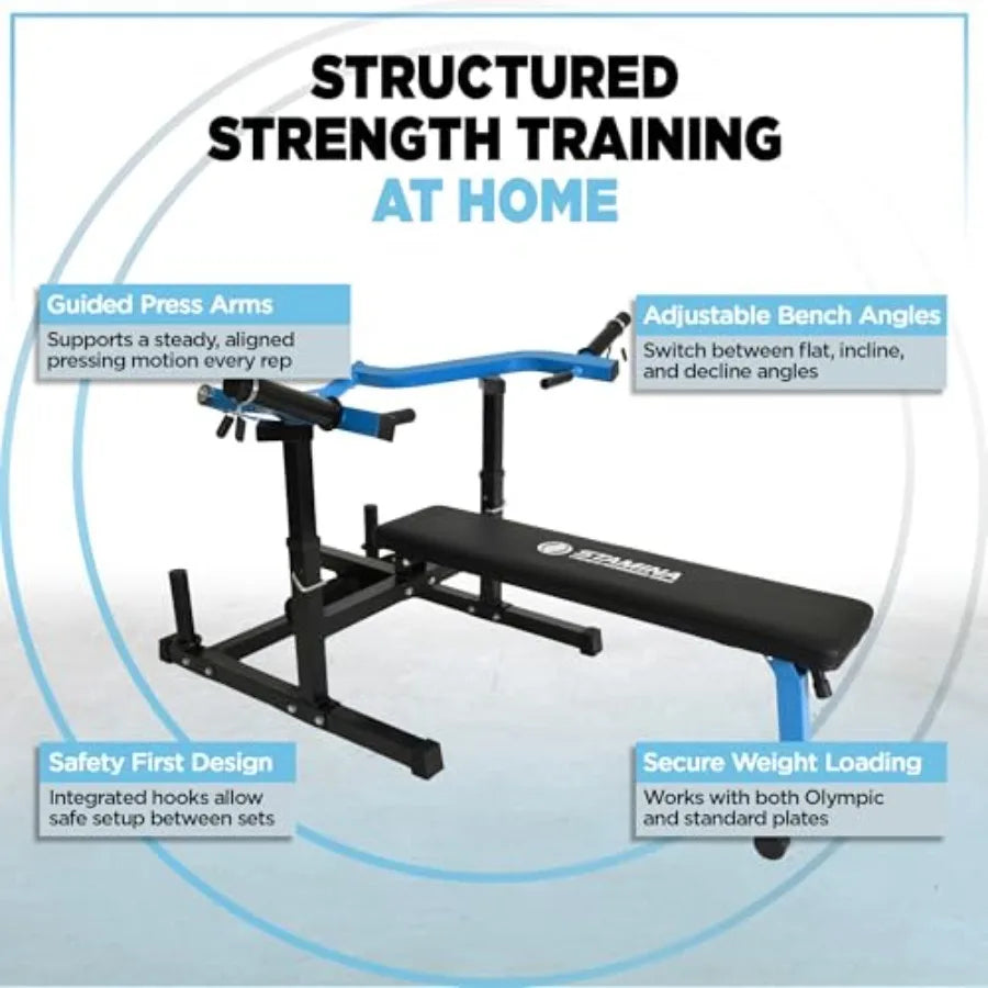Home Gym Strength Training Machine for Chest Press and Leg Extension Curl Adjustable Steel Frame with Black Finish