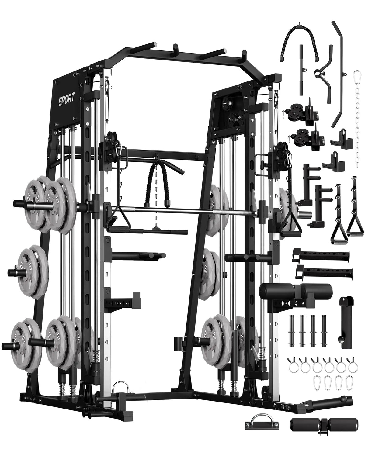 2,200 LBS All-in-One Smith Machine Home Gym, Squat Rack & Power Cage