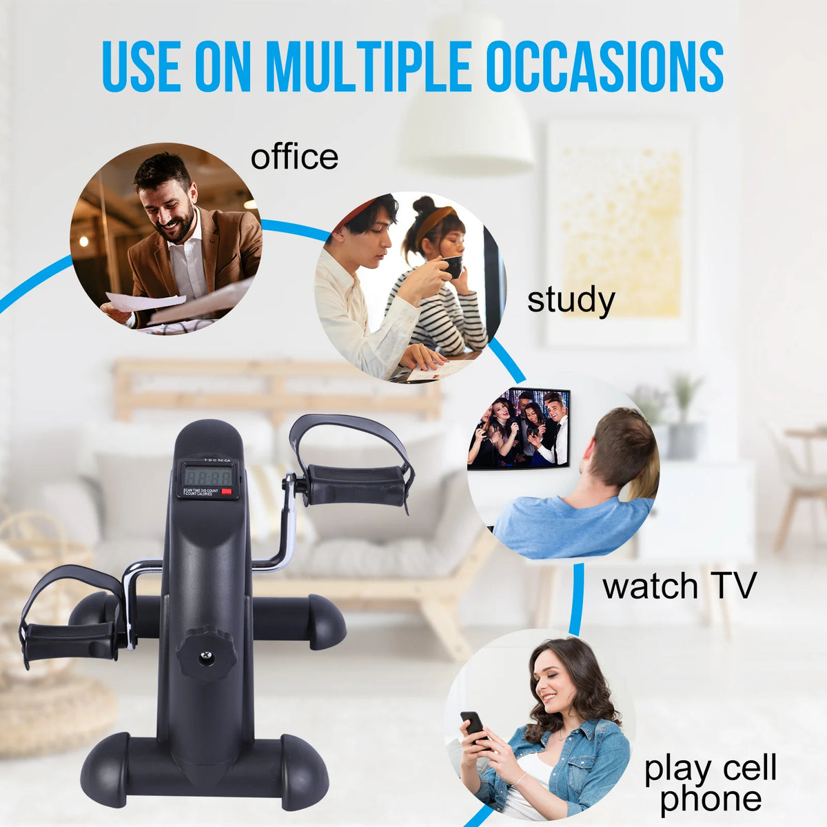 Mini Under Desk Pedal Exerciser Bike Multi-Function Motorized Digital With LCD Screen Display for Leg Arm and Knee for Elderly