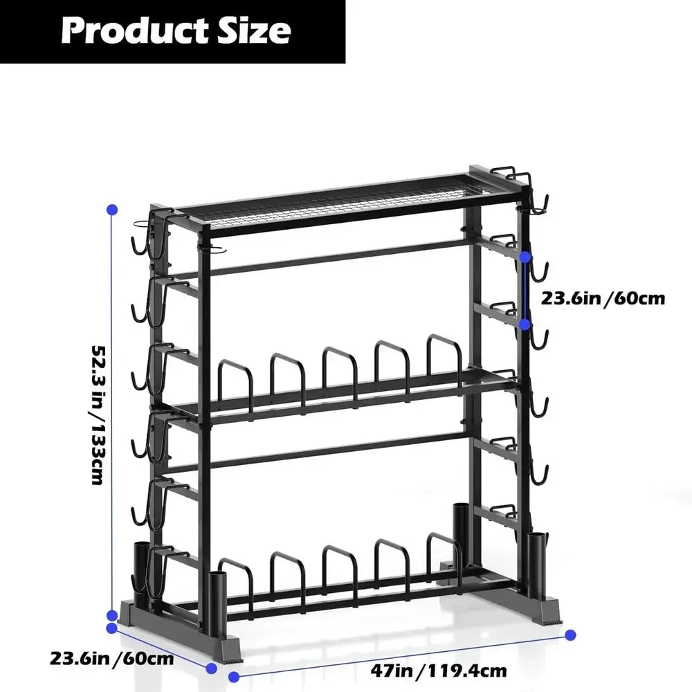 Weight Plate Storage Rack for Home Gym, 3-Tier Kettlebell Stand, Strength Training Equipment, 2700lbs Capacity